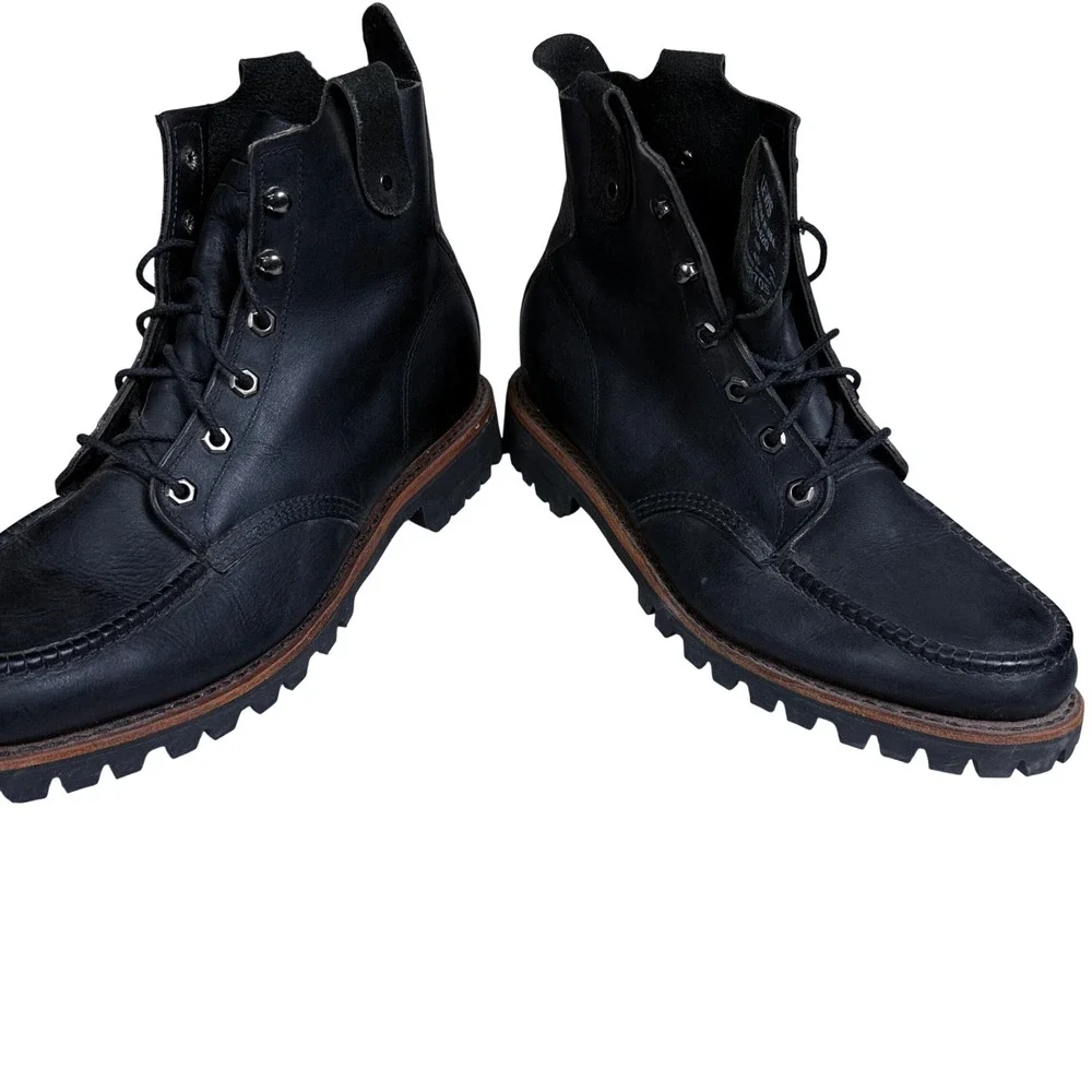 Levi's Moc Toe Boots Mens 11 Black Leather Handcrafted USA Vibram Lug 515063-62Q